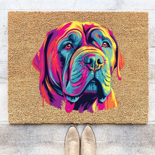 Watercolor Colorful Neapolitan Mastiff Coir Doormats