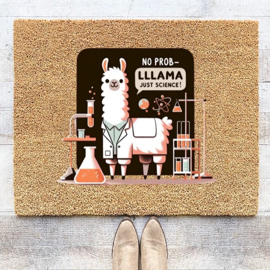 No Prob-llama, Just Science! Llama in a Lab Coat Coir Doormats