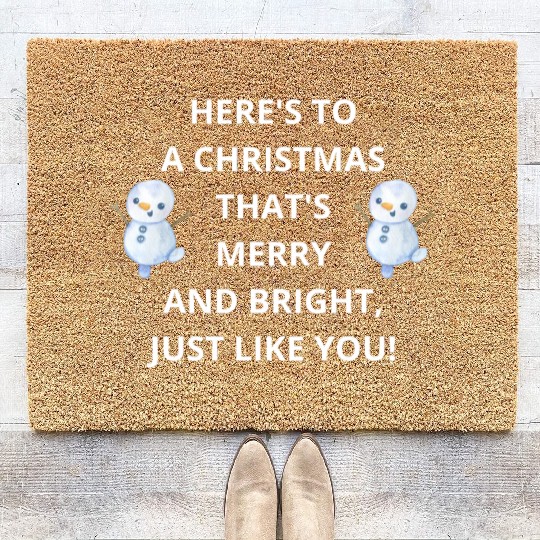 Merry and Bright Christmas Wishes, Just Like You! Coir Doormats