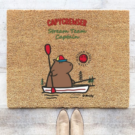 Captain Capy: Nautical Capybara Canoe Adventure Coir Doormats