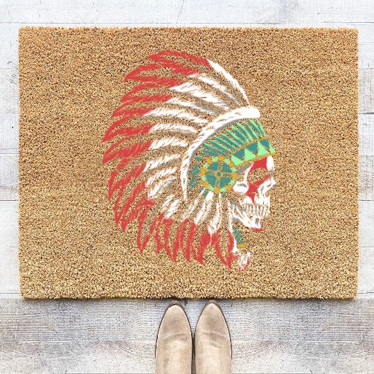 Indigenous Native American Skull Skull Head Coir Doormats