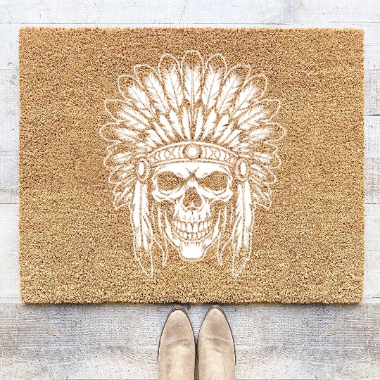 Indigenous Native American Skull Head Coir Doormats