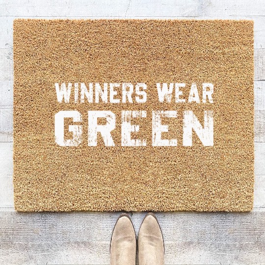Winners Wear Green Team Spirit Game Competition Coir Doormats