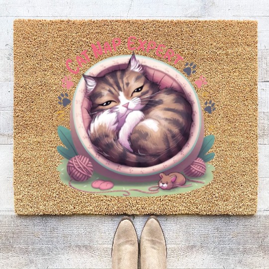 Cat Nap Expert - Funny Cat Outfit! Coir Doormats