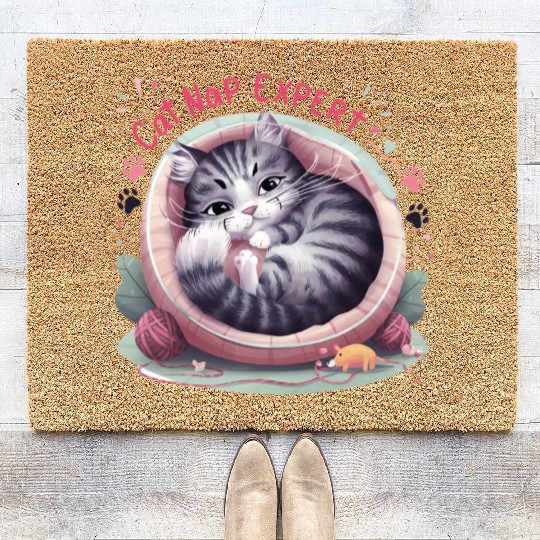 Cat Nap Expert - Funny Cat Outfit! Coir Doormats