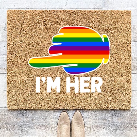 I'm Hers Rainbow Lesbian Couple Funny LGBT Pride Coir Doormats