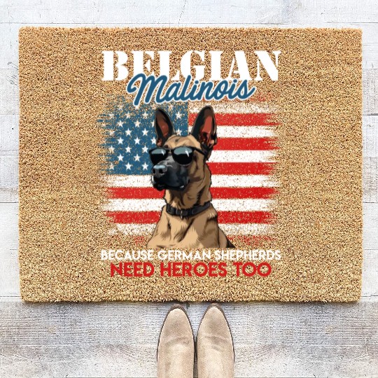 USA BELGIAN MALINOIS STEARING UP American Coir Doormats