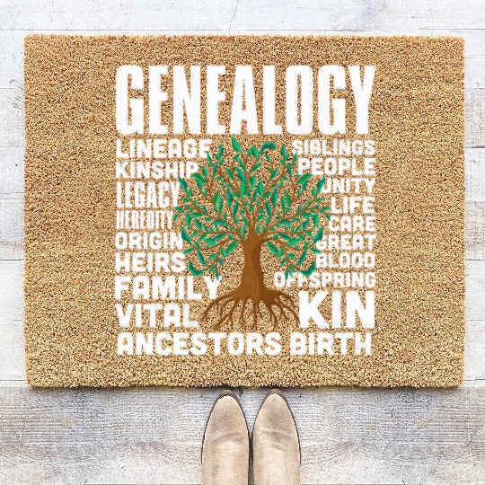 Genealogy Word Cloud Family Ancestry Genealogist Coir Doormats