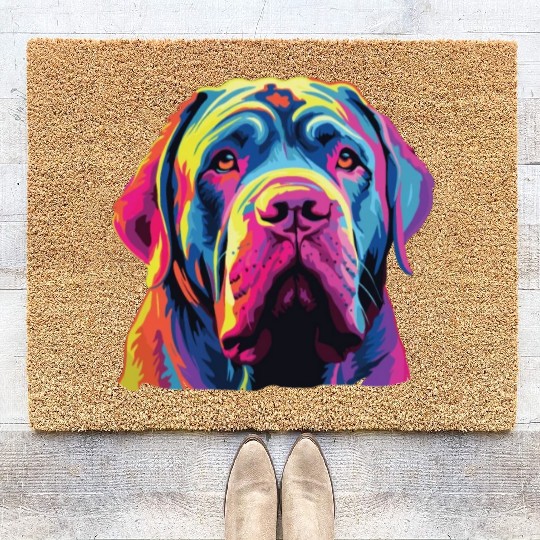 Watercolor Colorful Neapolitan Mastiff Coir Doormats