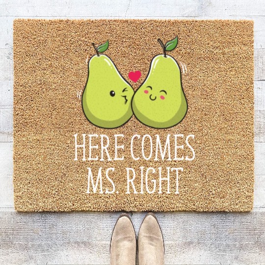 Here Comes Ms Right Wedding Funny Bride Bridal Coir Doormats