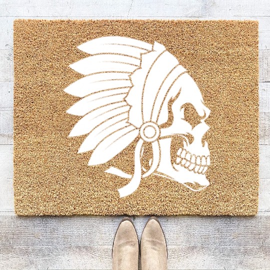 Indigenous Native American Skull Head Coir Doormats
