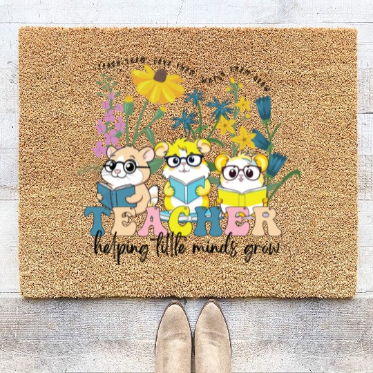 Wildflower Teacher Coir Doormats, Groovy Hamster Educator