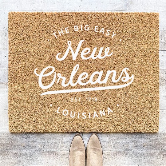 Classic Retro Vintage New Orleans Louisiana Big Coir Doormats