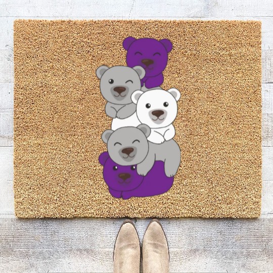 Graysexual Flag Pride Lgbtq Cute Bear Coir Doormats