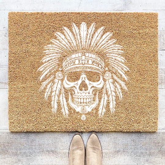 Indigenous Native American Skull Head Coir Doormats