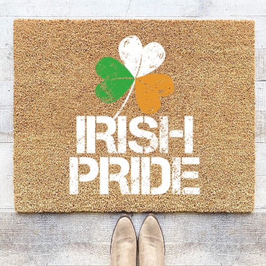 IRISH PRIDE Celtic Cross St Patricks Day Coir Doormats