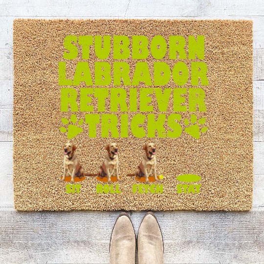 Labrador Dog STUBBORN LABRADOR RETRIEVER TRICKS Coir Doormats