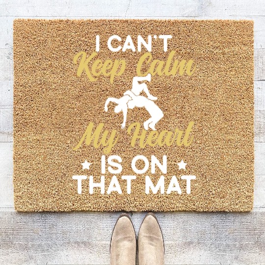 Wrestling Mom My Heart Is On That Mat Coir Doormats