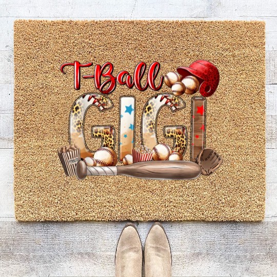 Leopard T-ball Gigi For Baseball Lover Coir Doormats