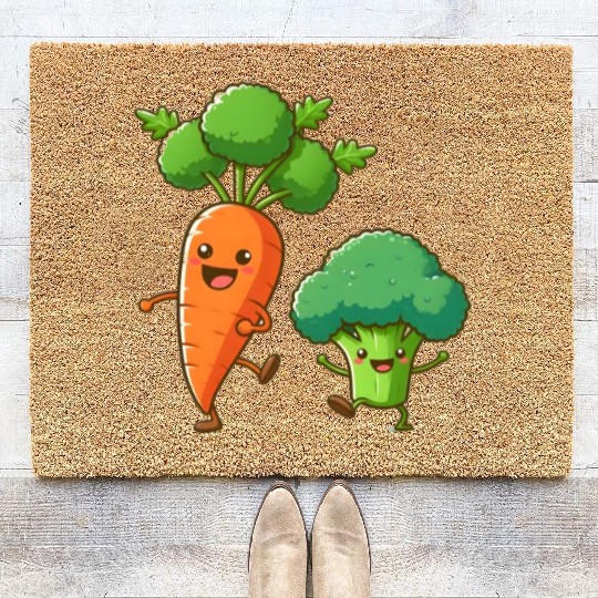 Carrot Dancing with Broccoli Coir Doormats