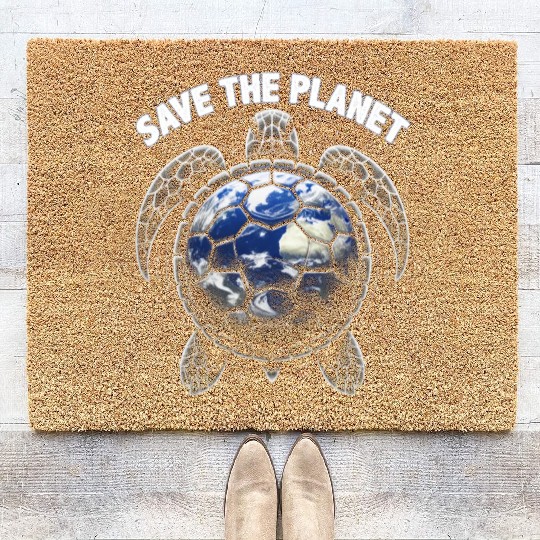 Save The Planet Turtle Environment Ocean Earth Day Coir Doormats