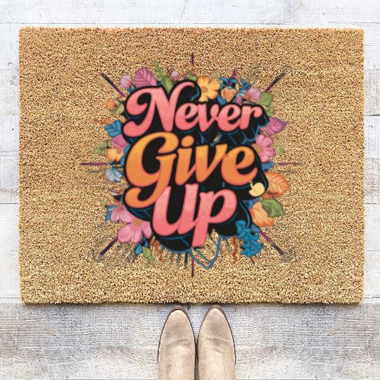 Never Give UP Coir Doormats