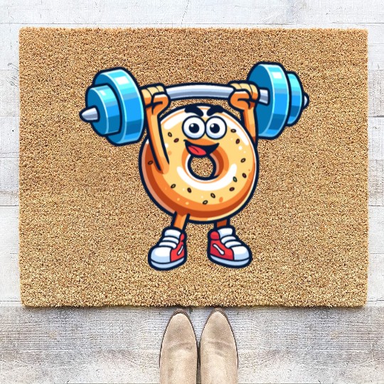 Fitness Gym Sport Bodybuilder Bodybuilding Bagel Coir Doormats