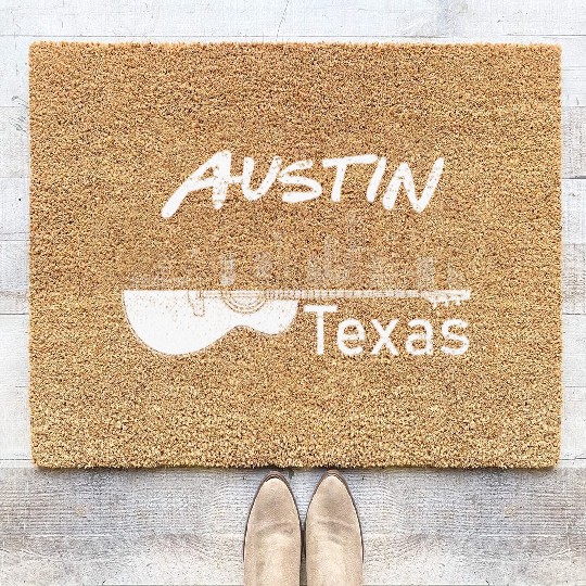 Austin Texas Souvenir Guitar Music Lover Coir Doormats