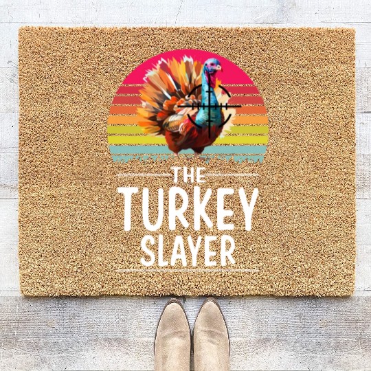 Vintage Retro Turkey Slayer Sunset Hunting Turkey Coir Doormats