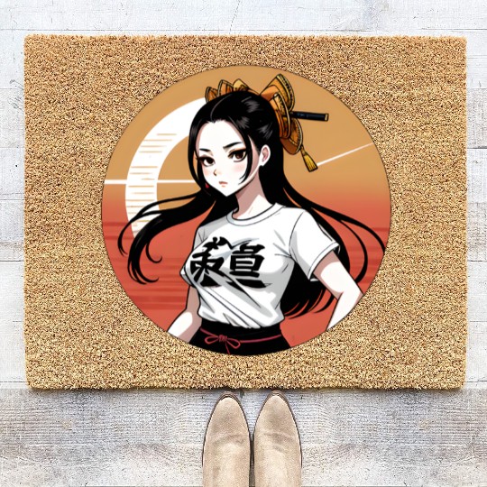 İllustration of asian girl Coir Doormats
