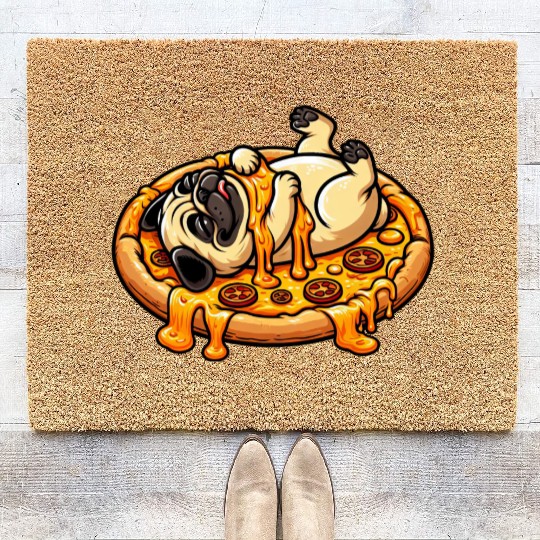 Pug & Pizza: A Cheese Celebration for Lovers Coir Doormats