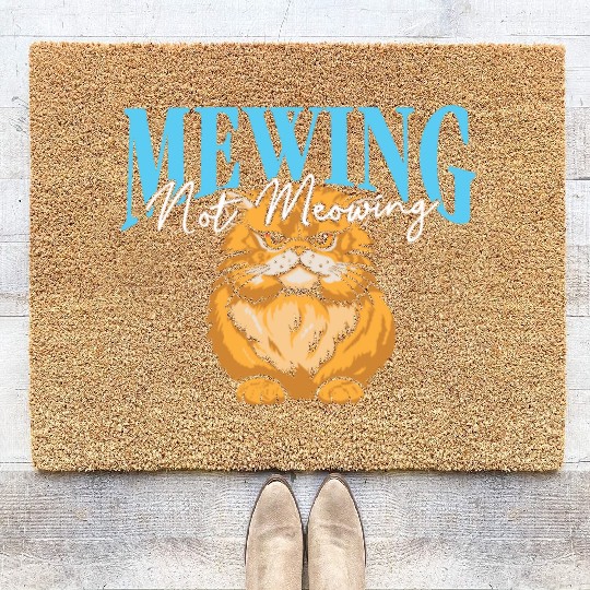 Mewing Not Meowing Funny Cat Meme Jawline Coir Doormats
