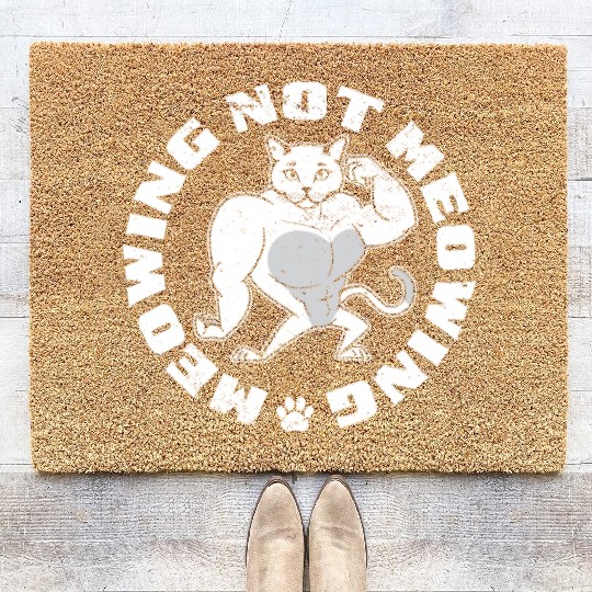 Mewing Not Meowing Funny Cat Meme Jawline Coir Doormats