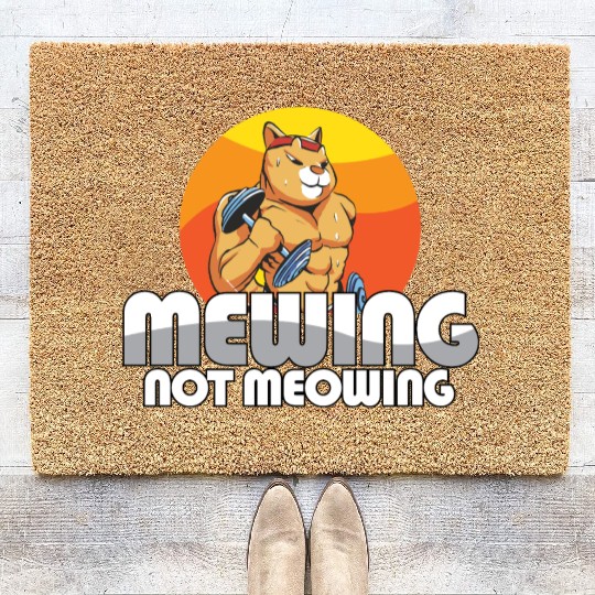 Funny Cat Meme Mewing Not Meowing Jawline Coir Doormats