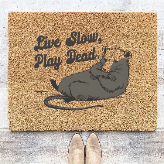 Funny Possum Live slow play dead Street Cat Coir Doormats