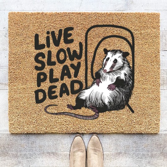 Funny Possum Live slow play dead Street Cat Coir Doormats