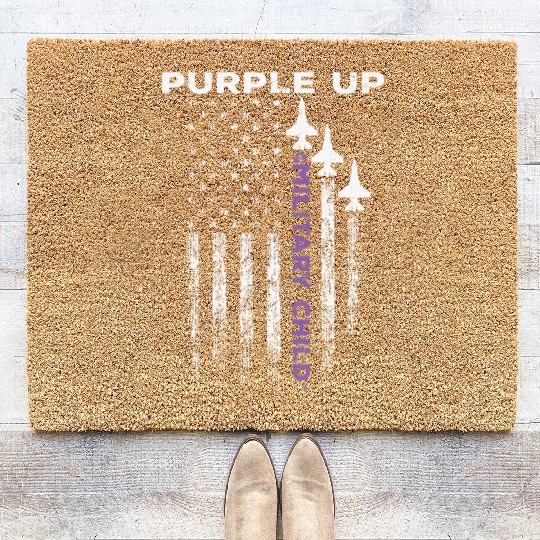 Purple Up For Military Kids Force US Flag Coir Doormats