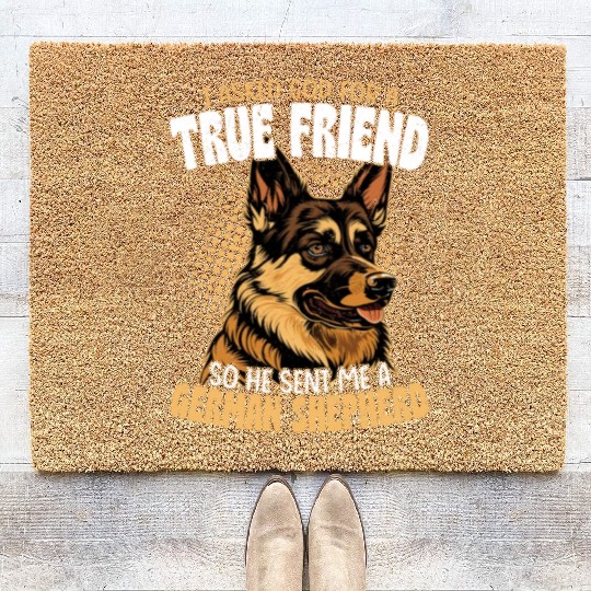 I Asked God For A True Friend Puppy Mom Dad German Coir Doormats
