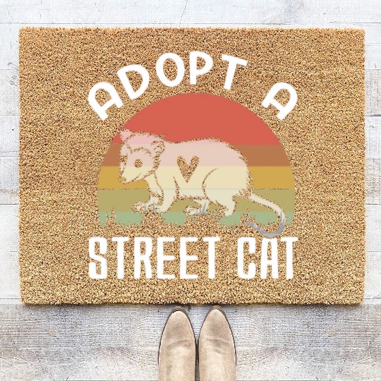 Adopt A Street Cat Funny Opossum Vintage Coir Doormats