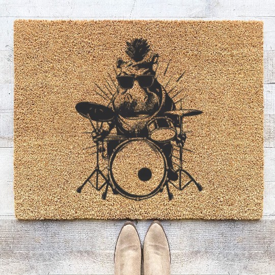 Hip Hippo Drummer Coir Doormats