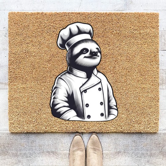 Proud Sloth Chef: Master of the Kitchen Coir Doormats