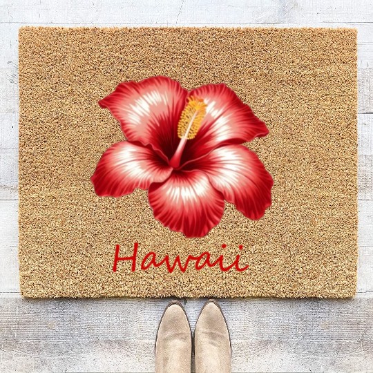 Tropical hawaii flower Coir Doormats