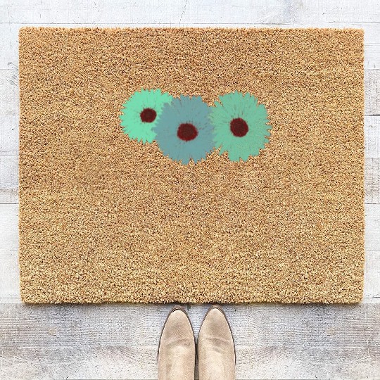 Pretty Spring Flowers Green Coir Doormats