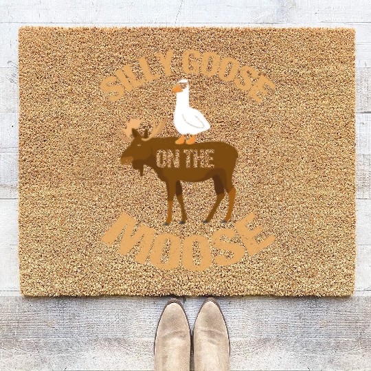 Silly Goose On The Moose Pun Geese Lover Coir Doormats