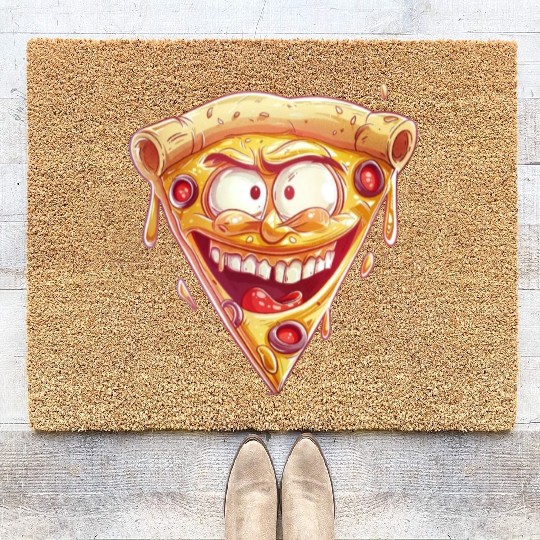 Cheesy Grinning Slice Captures Joy Coir Doormats