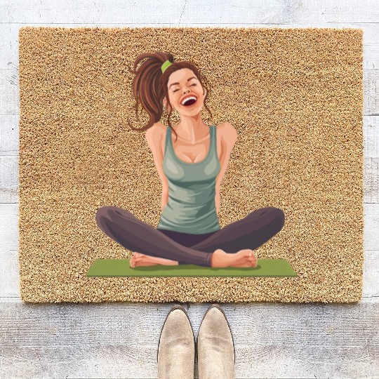 Joyful Yoga Moment Meditation Pose Coir Doormats
