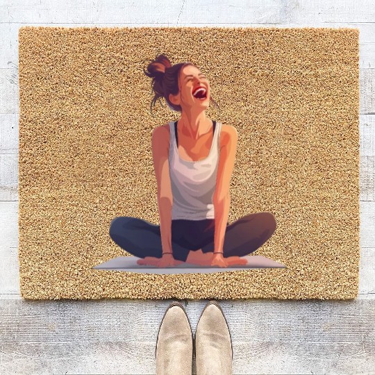 Joyful Yoga Moment Meditation Pose Coir Doormats