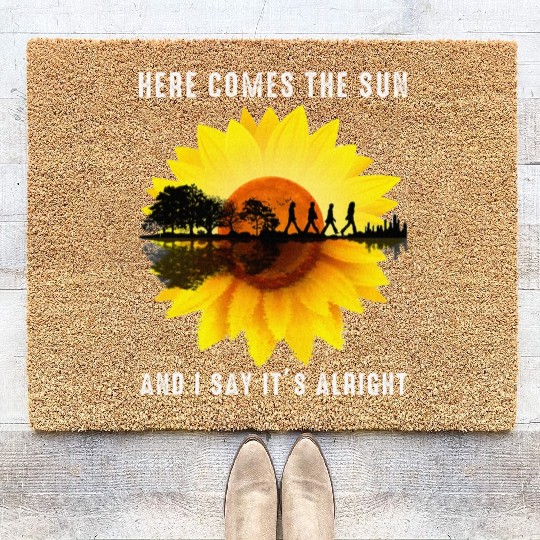 Here Comes The Sun And I Say It's Alright Guitar Coir Doormats