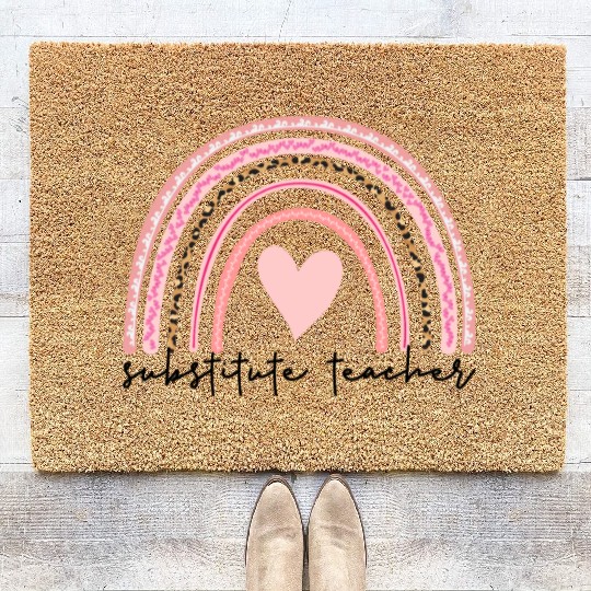 Substitute Teacher Boho Rainbow Back To School Coir Doormats