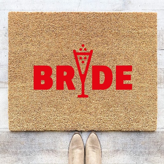Bride Bubbly (Hen Night Bachelorette Party / Red) Coir Doormats